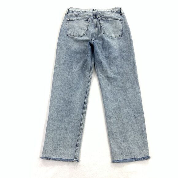 Old Navy Extra High Rise Sky-Hi Straight Leg Jeans 10 Womens Light Blue Denim L - Picture 2 of 8